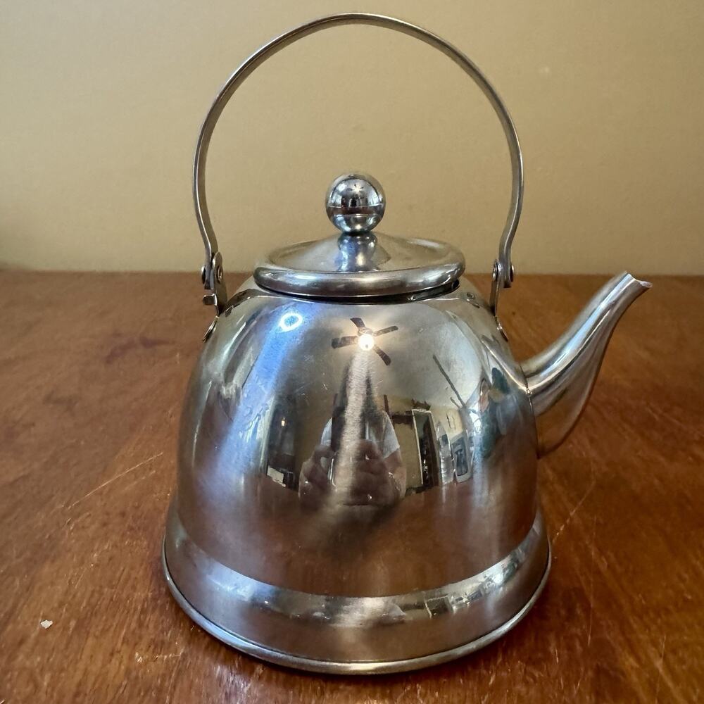 Creative Home Stainless Steel Teapot Tea Kettle w Infuser Basket 5” Dia